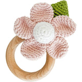 Blush Pique Blanket Pink Flower Rattle Gift Set