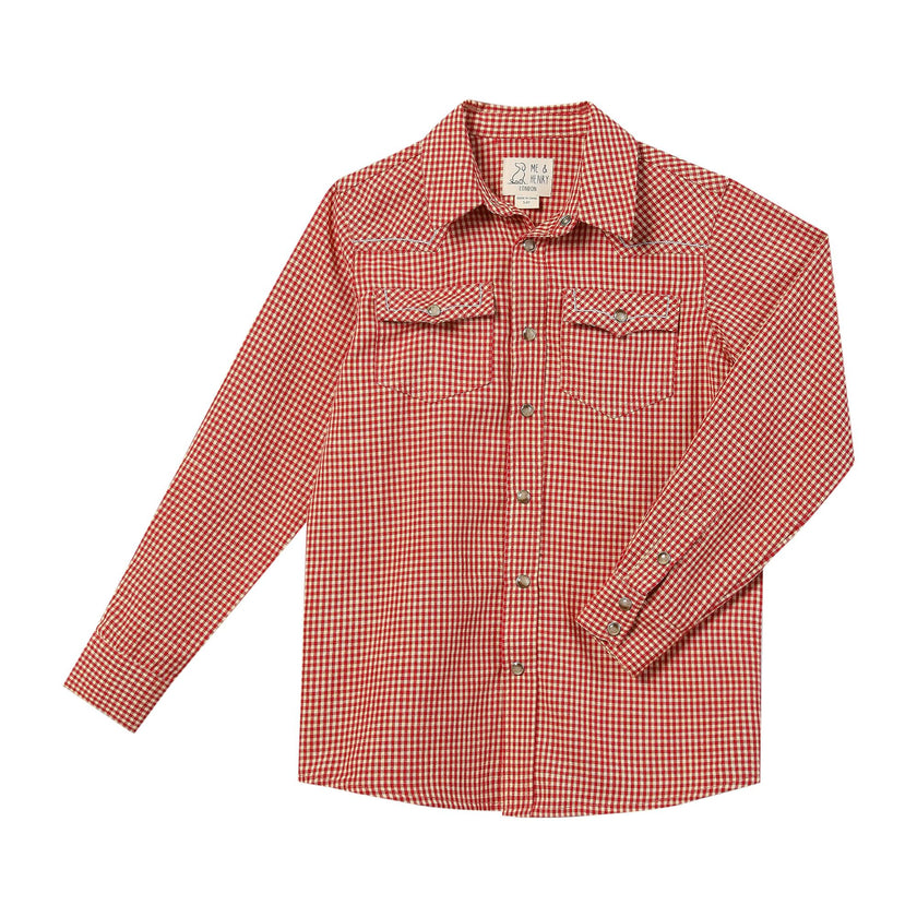 HOWDY Western Red/Cream micro plaid WOVEN SHIRT