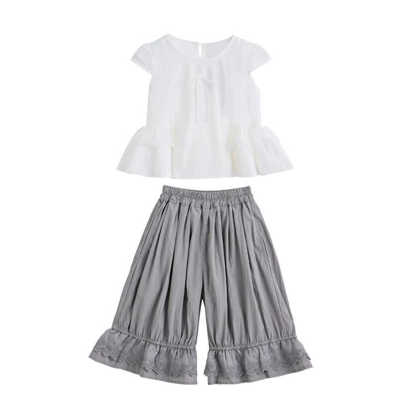 Grey Ruffled Short Set