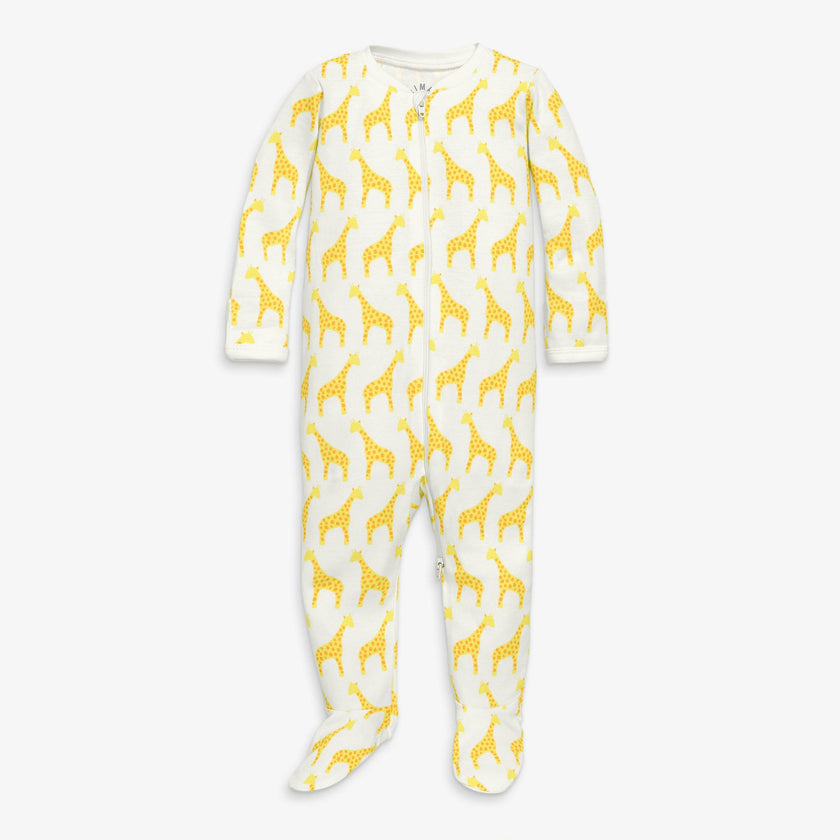 Baby organic animal friends zip footie
