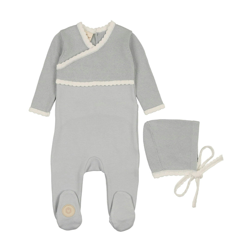 Classic Wrap Footie & Hat Set Blue Dawn