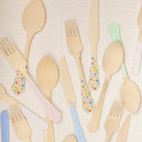 Elegant Floral Wooden Cutlery Set
