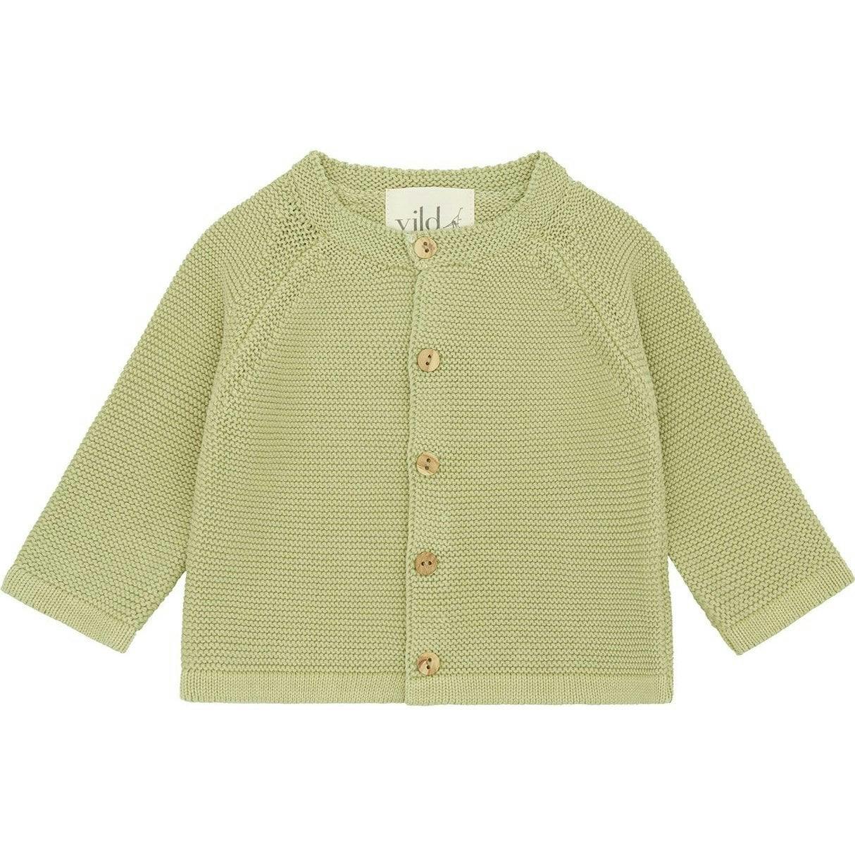 Organic Cotton Knit Cardigan, Green