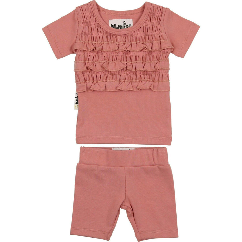 Ruffle Ruched Top & Short Set