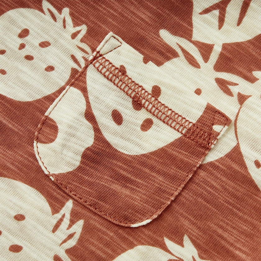 Strawberry Silhouette Slub Cotton Pocket Tee