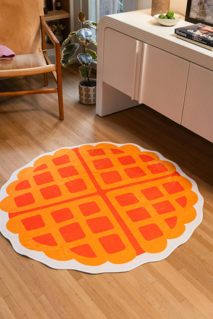 Yellow Irregular Waffle Rug by Becca Franks