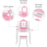 Fantasy Fields Gisele Polka Dot Kids Vanity Table & Stool