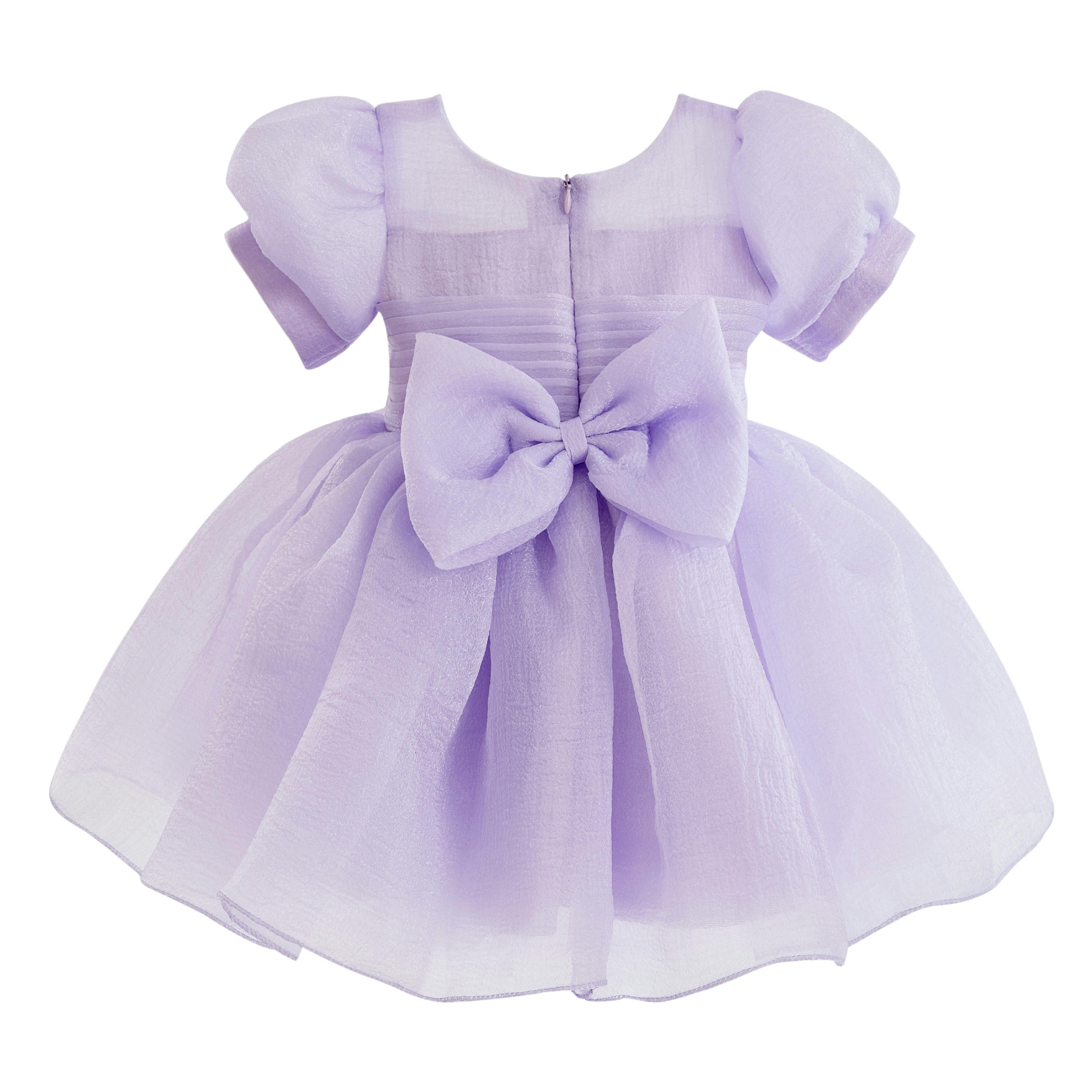 Purple Brixton Puff-Sleeve Party Dress