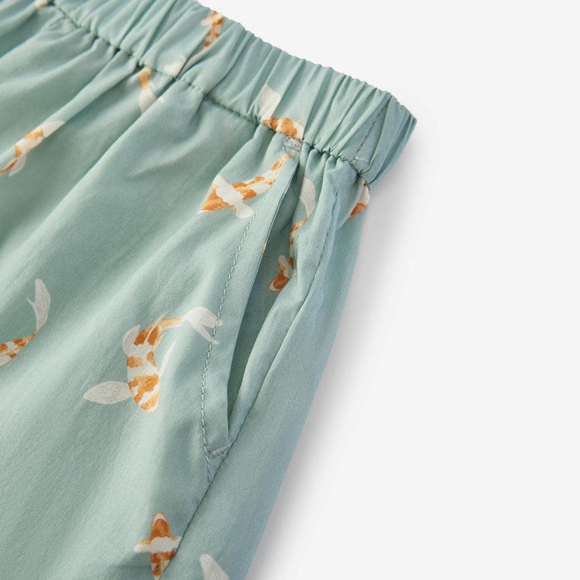 Swimming Koi Collar Button-Up Shirt & Shorts Set