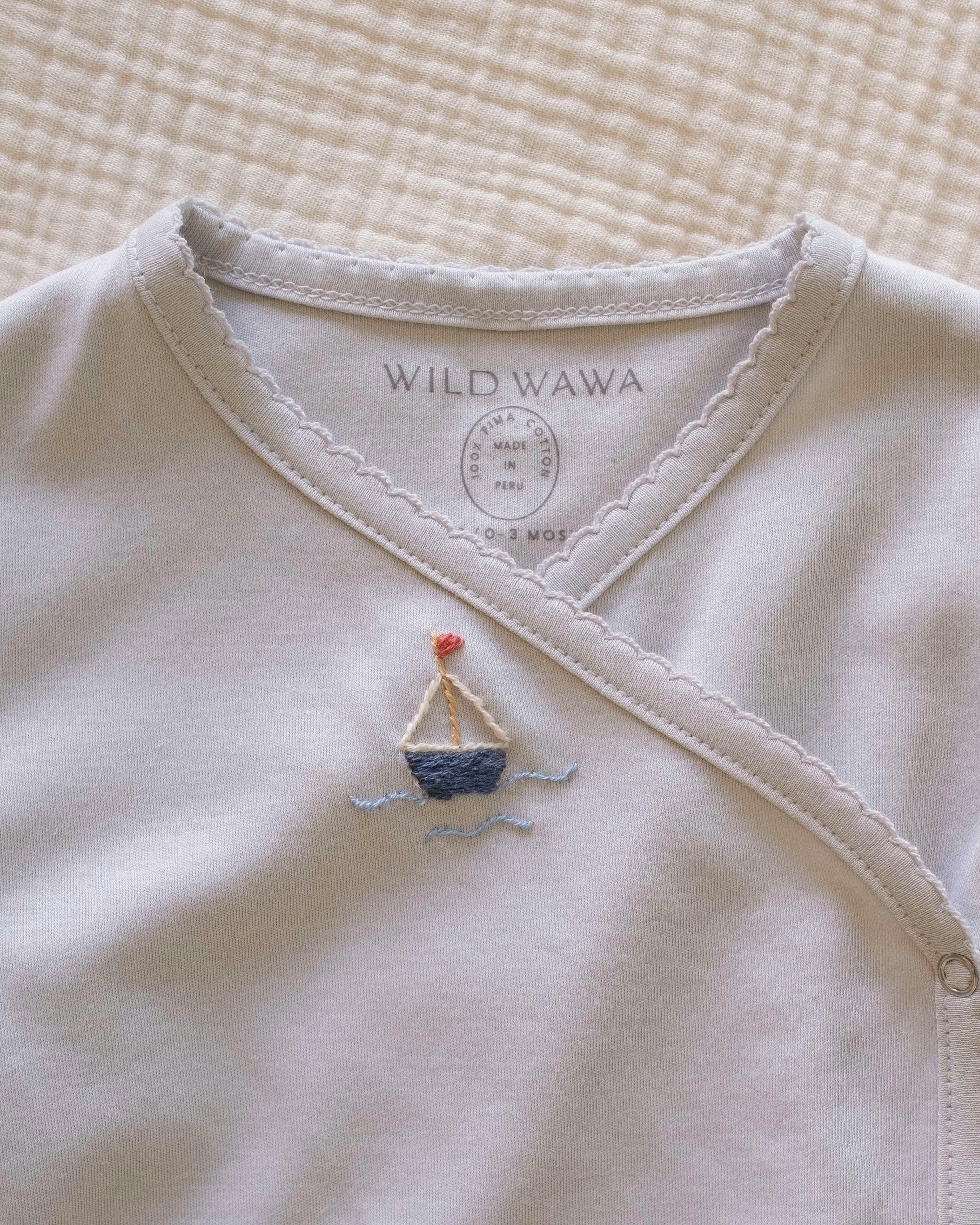 Pima Embroidered Bundle Set in Blue Boat