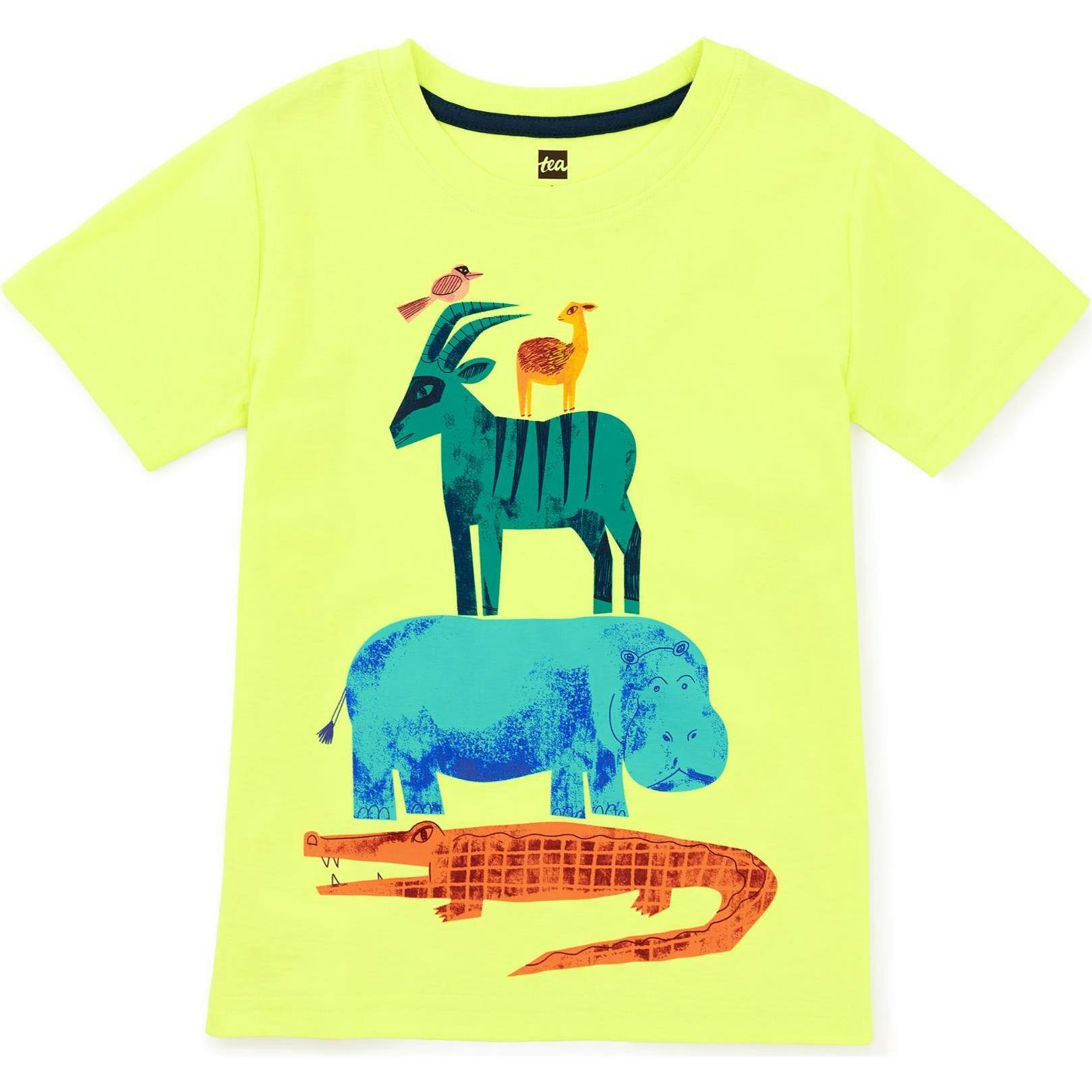 Stacked Animals Graphic Tee, Green
