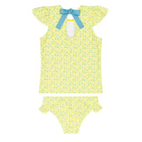 girls petite fleur cap sleeve rashguard set