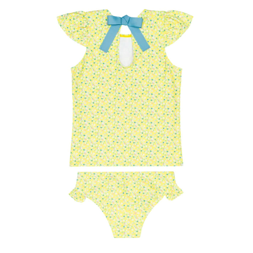 girls petite fleur cap sleeve rashguard set