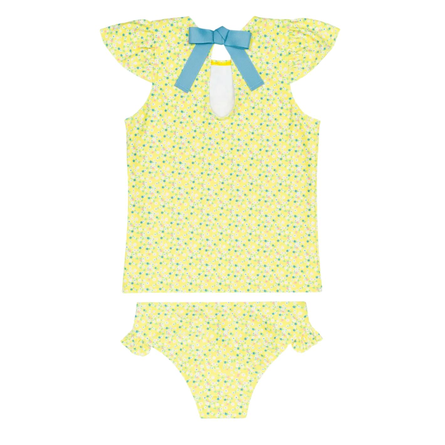 girls petite fleur cap sleeve rashguard set