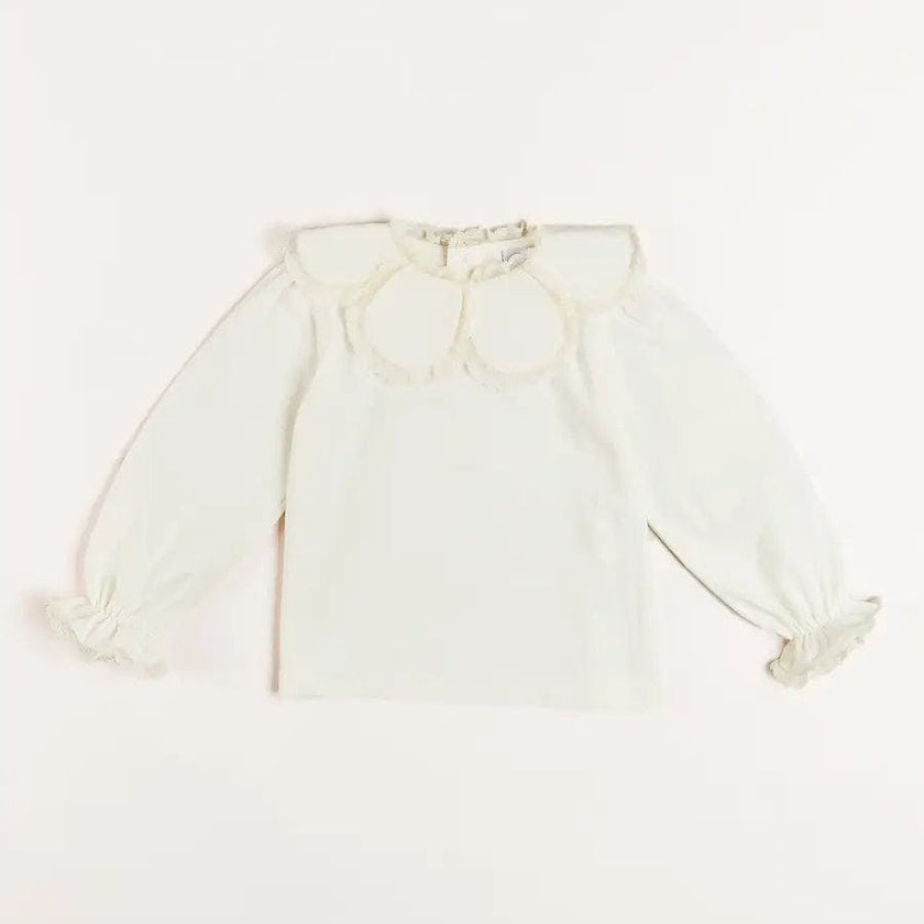 Lace Trim Petal Collar Top in Cream (3-10yrs)
