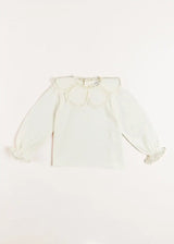 Lace Trim Petal Collar Top in Cream (3-10yrs)