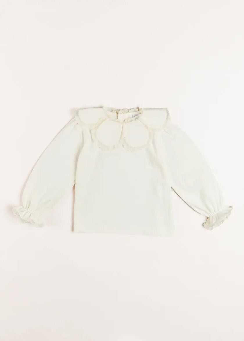 Lace Trim Petal Collar Top in Cream (3-10yrs)