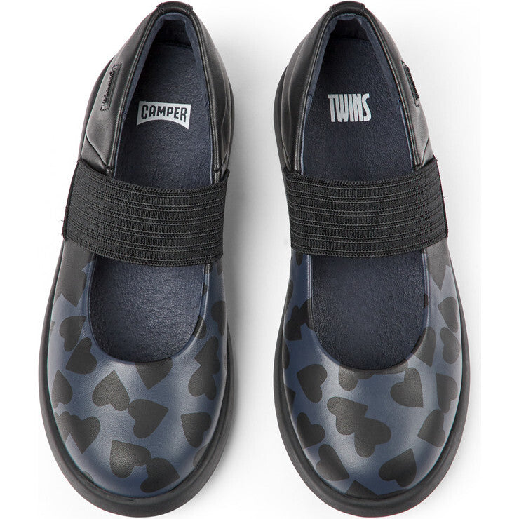 Duet Twins Leather Mary Jane Shoes, Black