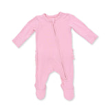 Solid Candy Pink - 2 Way Ruffle Back Zipper Footie