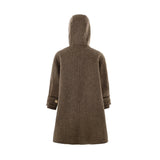 Brown Hooded Wool Coat & Mittens Set