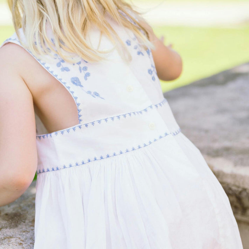 girls white embroidered pinafore dress