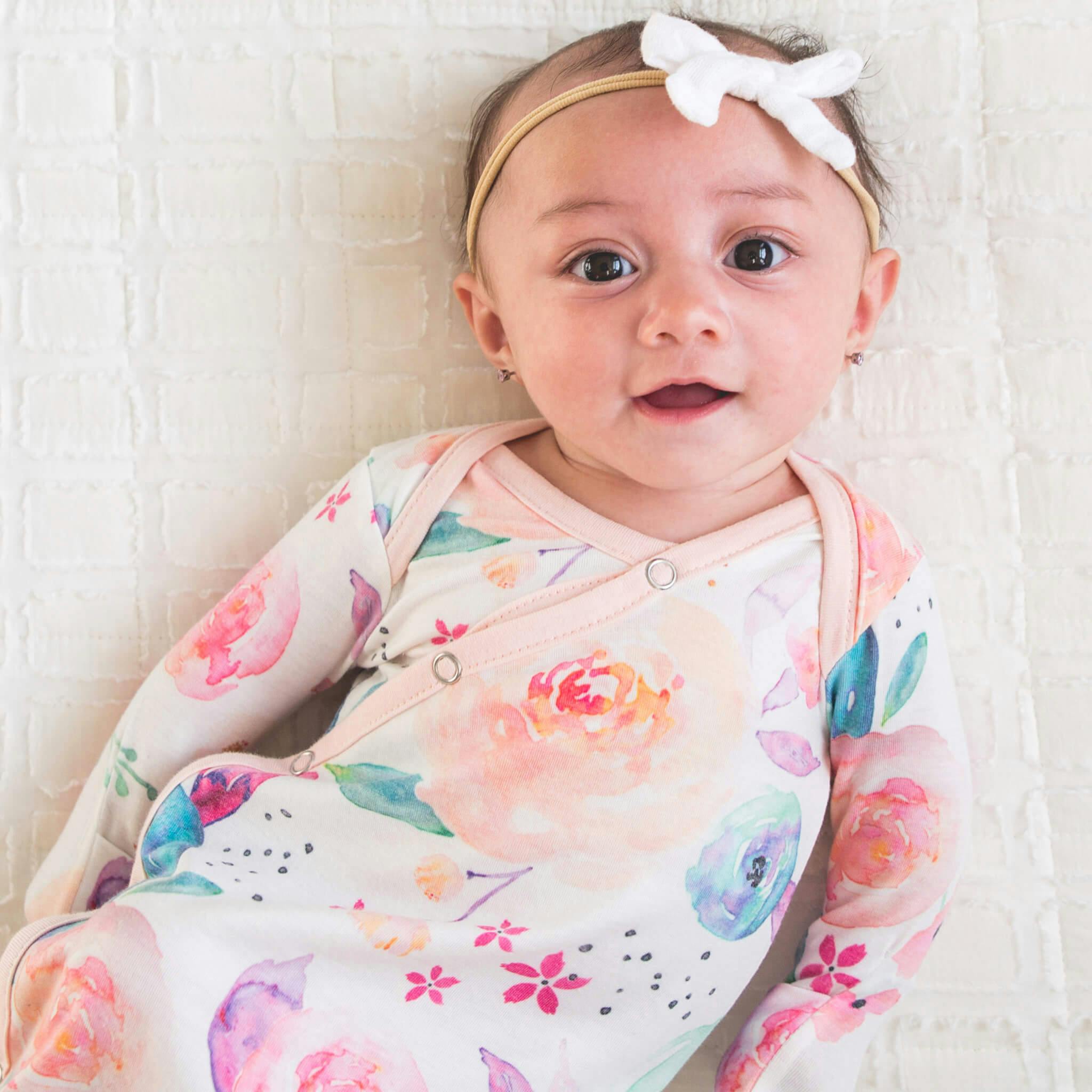 Newborn Knotted Gown - Bloom