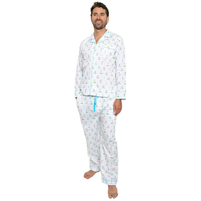Men's Golf Long PJ Set - Organic Cotton Poplin