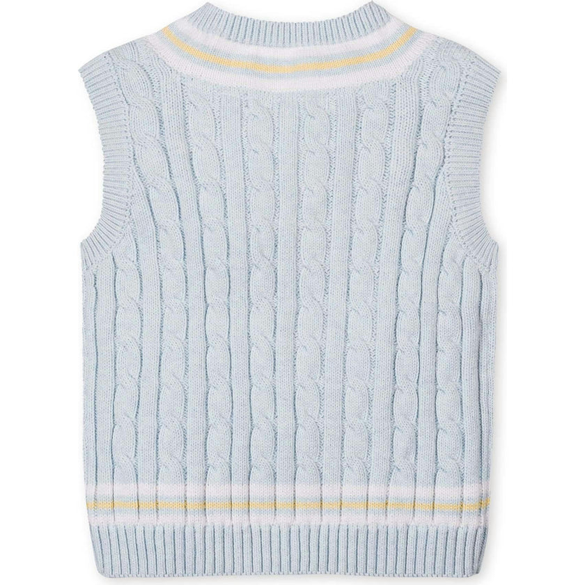 Organic V-Neck Cricket Sweater Vest, Blue