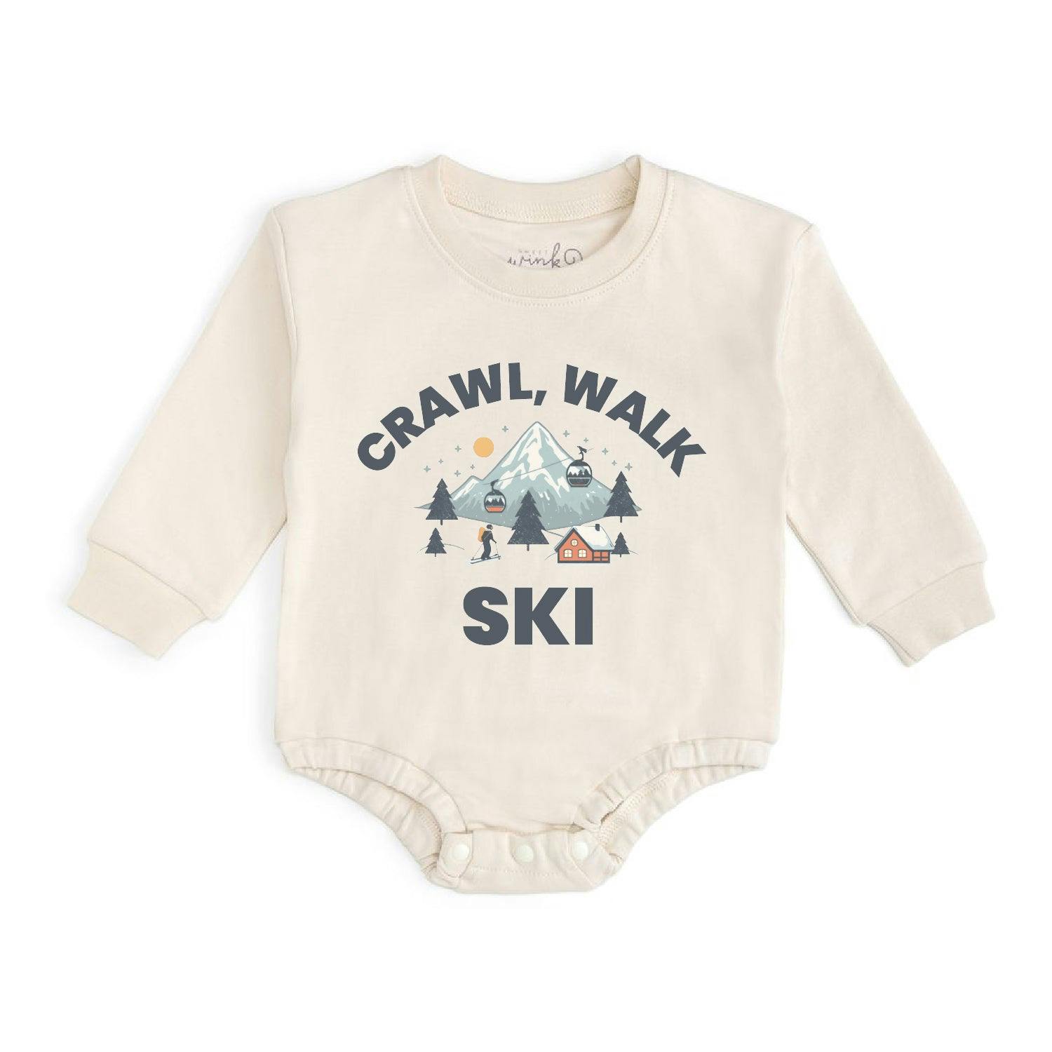 Crawl, Walk, Ski Long Sleeve Romper