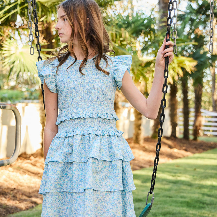 Claire Dress Aqua Floral