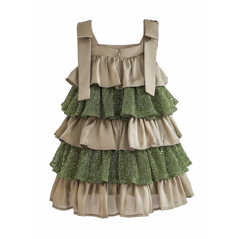 Green Bellamy Ruffle Sequin Dress