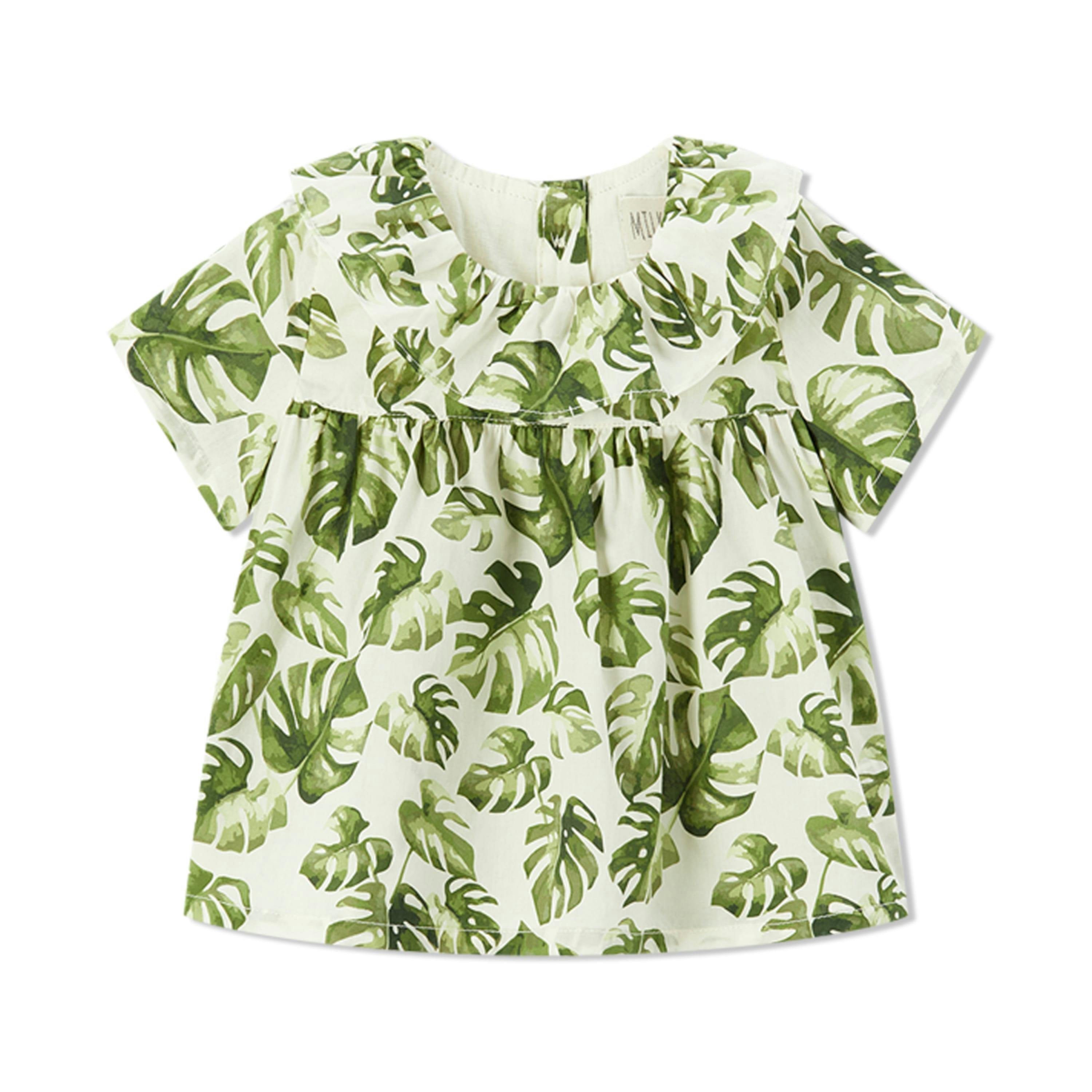 Island Leaf Ruffle Dress & Bloomers