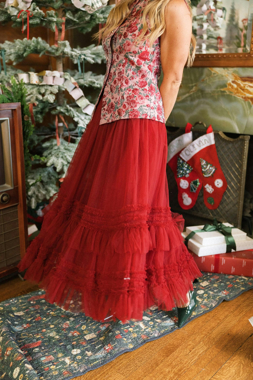 Celestine Skirt in Garnet