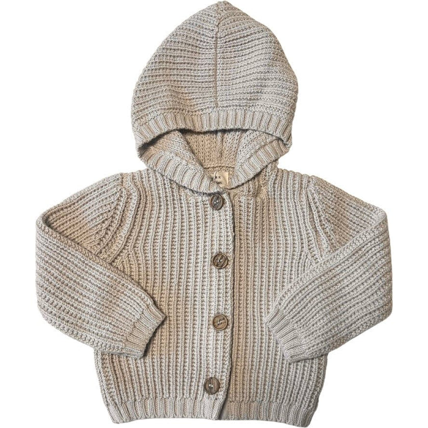 Pima Cotton Knit Waffle Hoody in Oatmeal