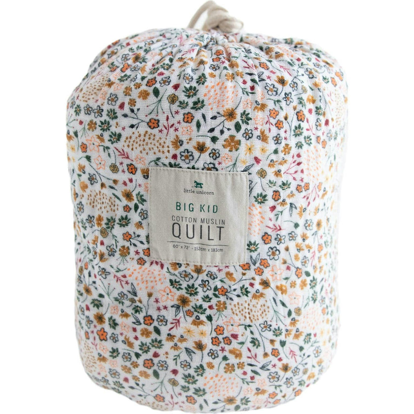 Cotton Muslin Quilted Throw - Pressed Petals