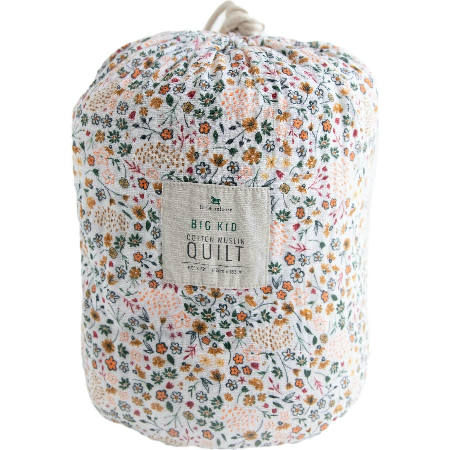 Cotton Muslin Quilted Throw - Pressed Petals