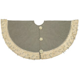 Handmade Gray Fringe Border Wool Christmas Tree Skirt 60" Arcadia Home