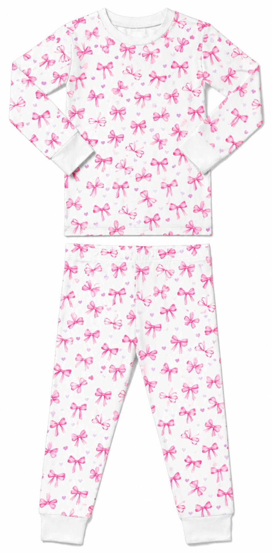 Kids Pajamas - Pink Bows