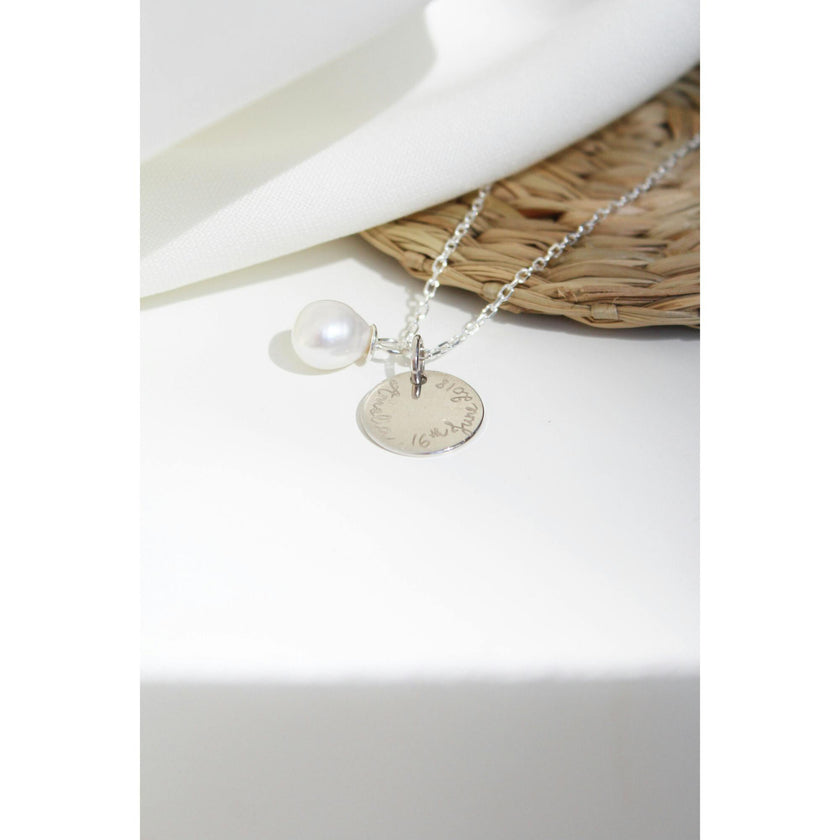 Personalized Pearl Drop Necklace, Sterling Silver