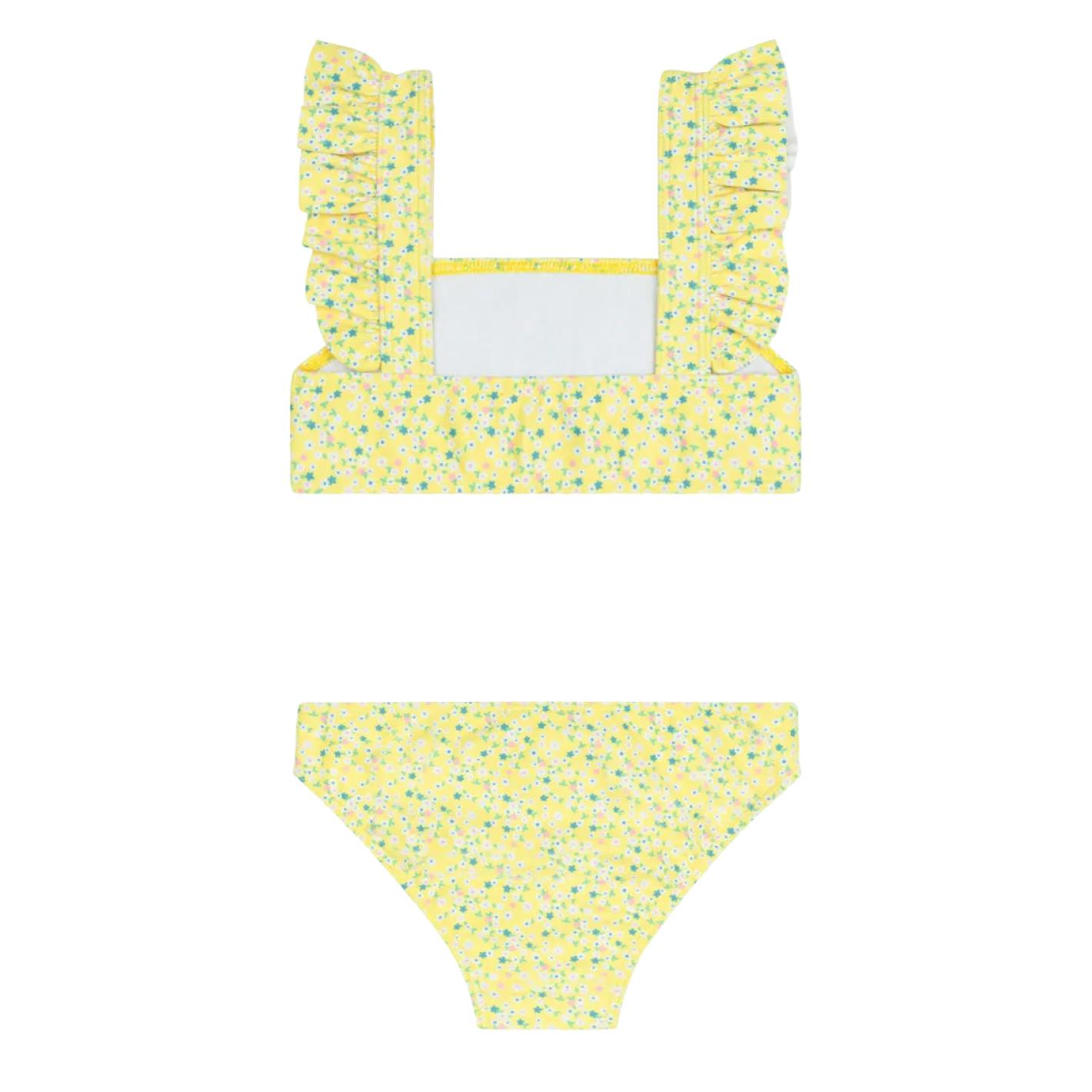 Girls Petite Fleur Smocked Ruffle Strap Bikini