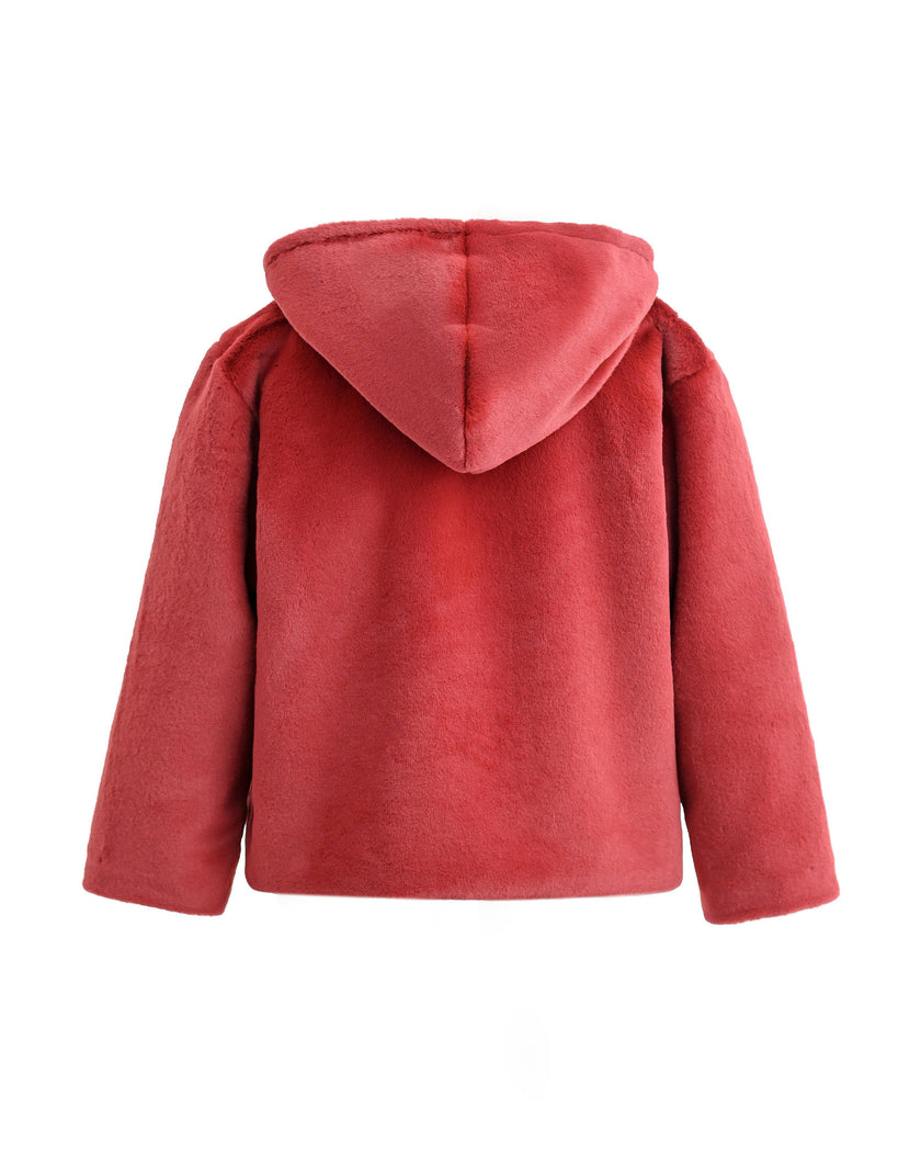 Red Plush Hooded Jacket