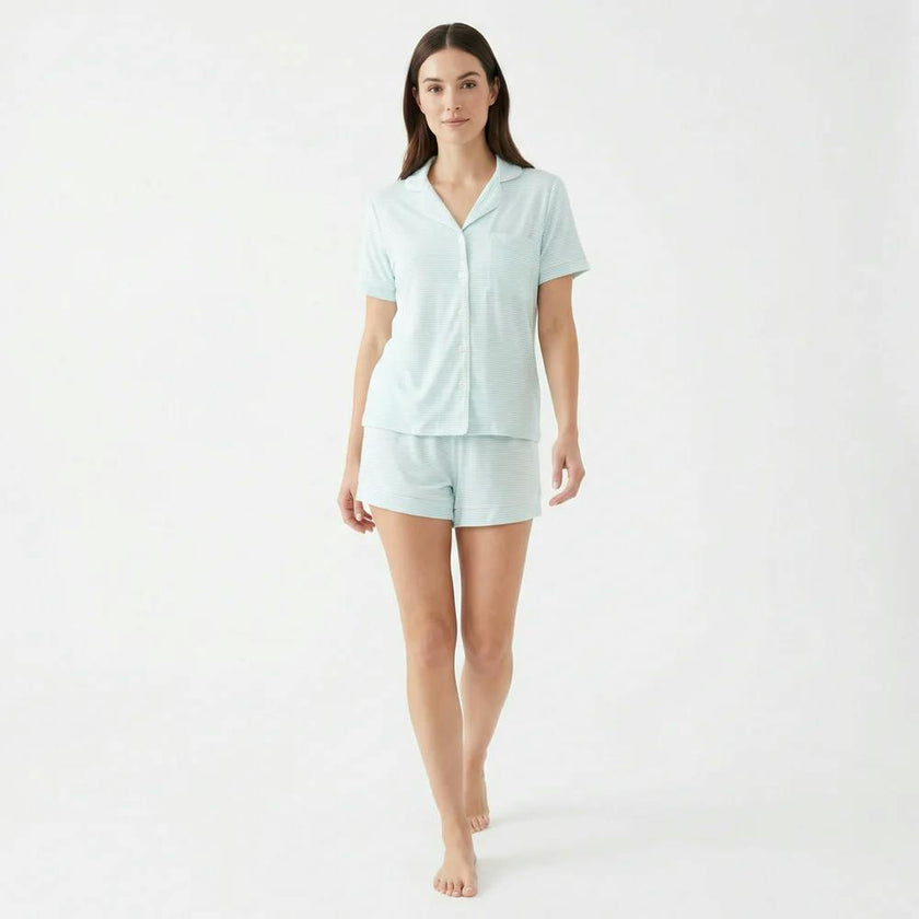 Cloud Stripe Short Sleeve & Shorts Bamboo Women's Pajama Set