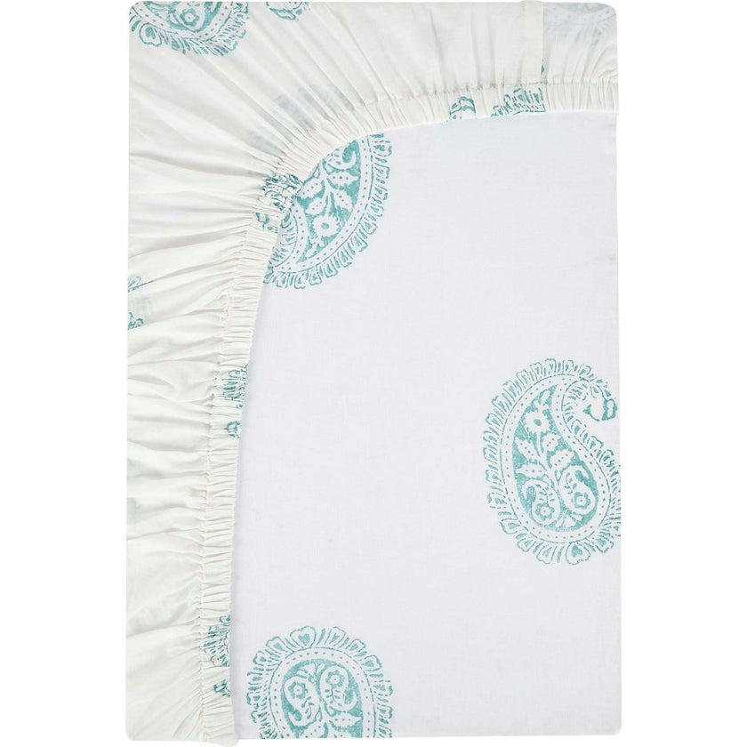 Block-Printed Cotton Fitted Crib Sheet