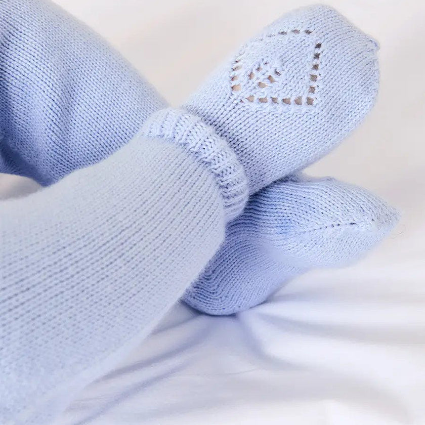 Diamond Openwork Three Piece Knitted Set in Light Blue (1-9mths)