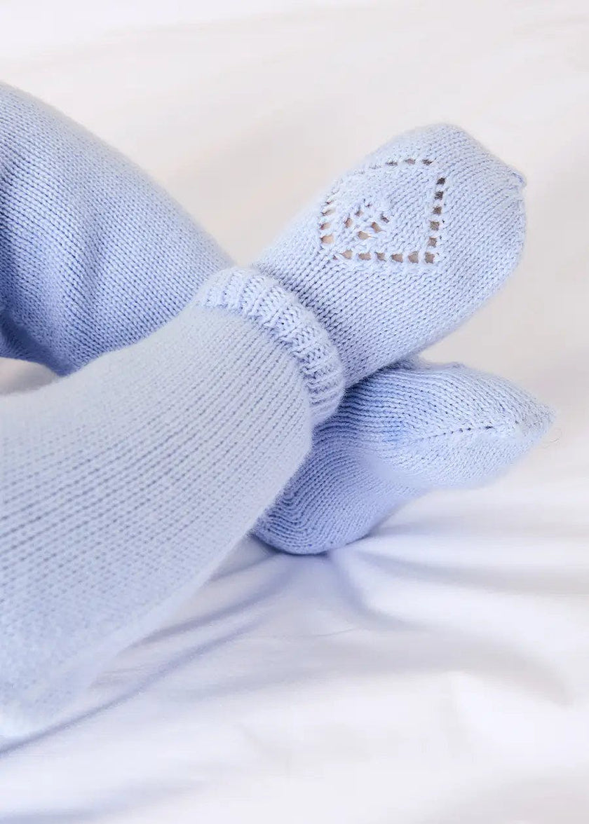 Diamond Openwork Three Piece Knitted Set in Light Blue (1-9mths)