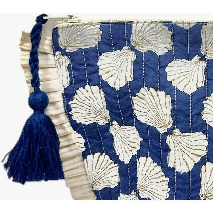 La Plage Ruffle Pouch Shell Beach Navy