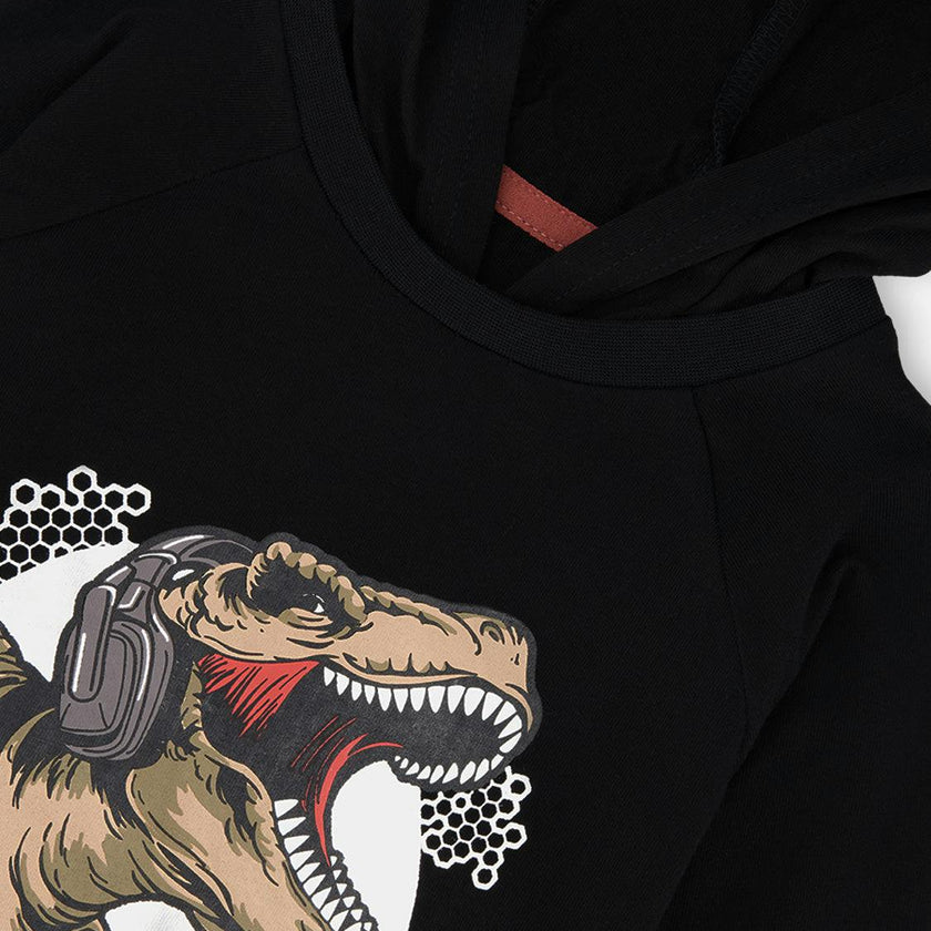 Raglan Hooded T-Shirt Black and Brown