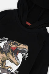 Raglan Hooded T-Shirt Black and Brown