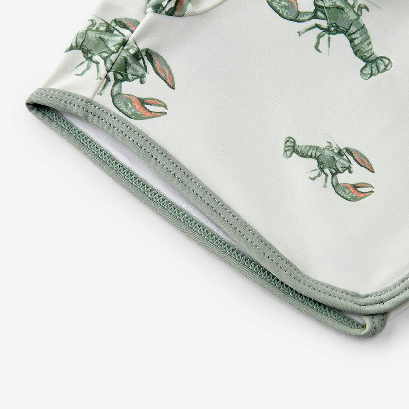 Mint Lobster Zipper Top & Swim Trunks