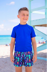 Dylan Boys Neon Jellyfish Print Board Shorts